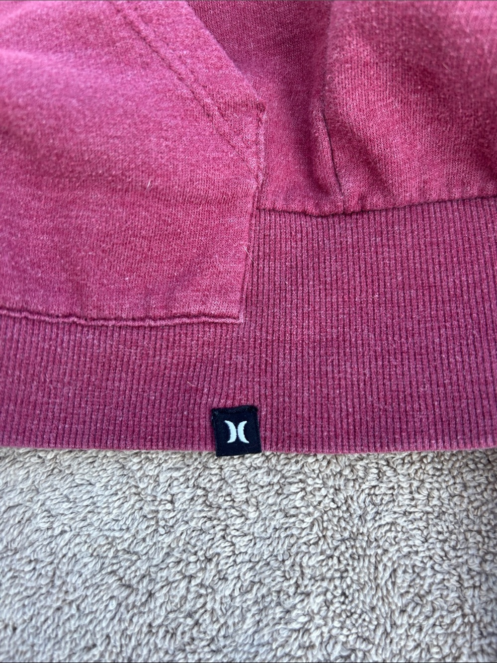 Women's Y2K Size Small Hurley Burgundy Full-Zip Hoodie with White Trim - Picture 4 of 4